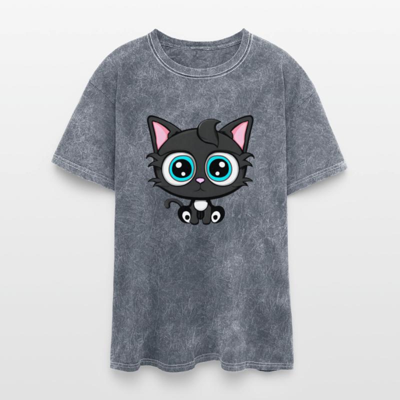 Black White Cat Kitten Adorable Kawaii - Blue Eyes