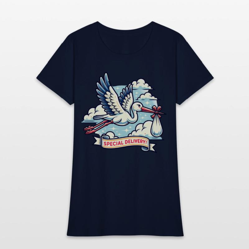 Special Delivery Stork with Clouds and Baby Bundle