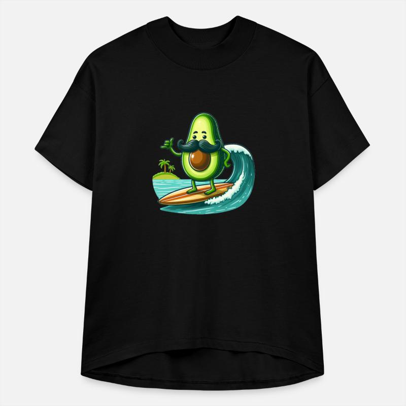 A surfer avocado with a moustache