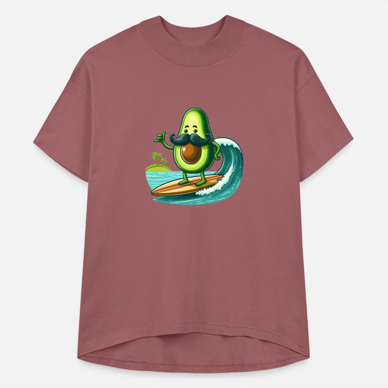 A surfer avocado with a moustache