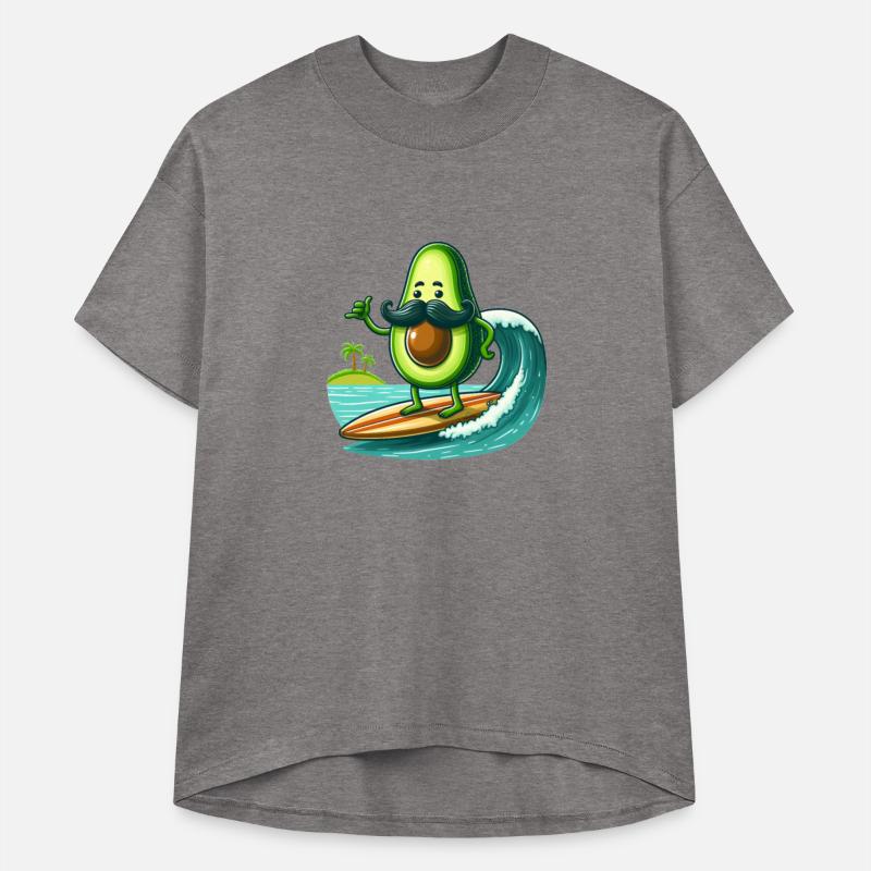 A surfer avocado with a moustache