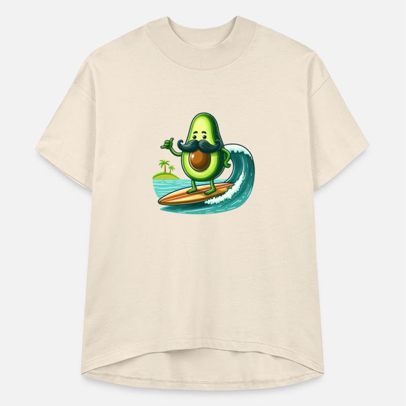 A surfer avocado with a moustache
