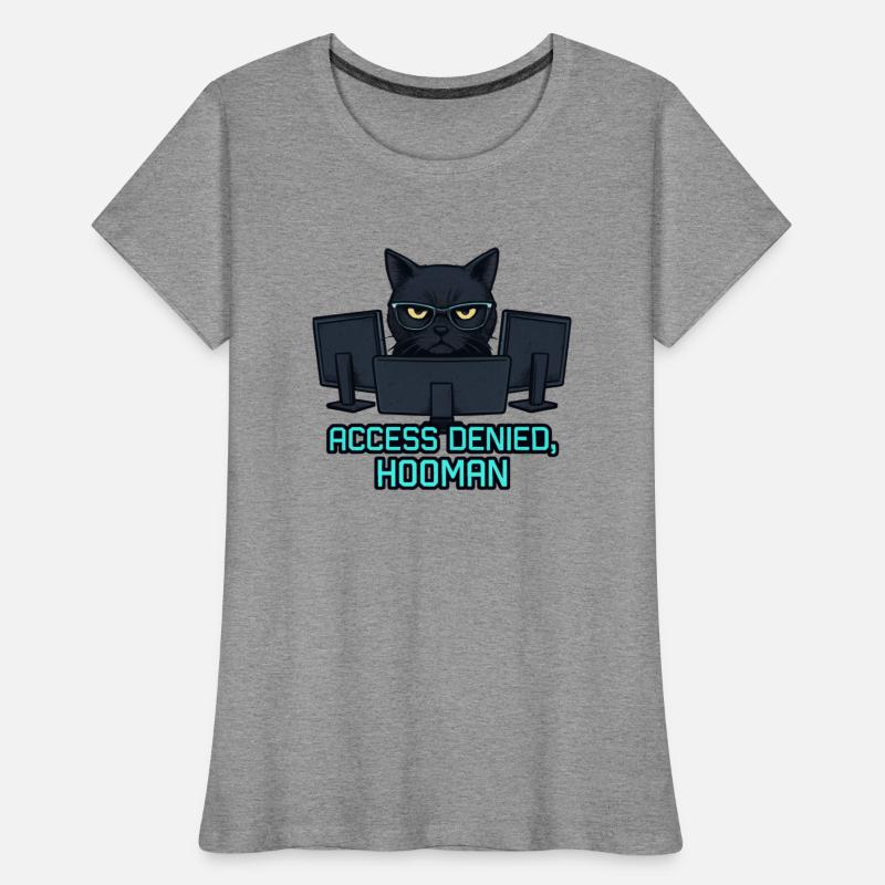 Access Denied Hooman Funny Black Cat Tech Meme