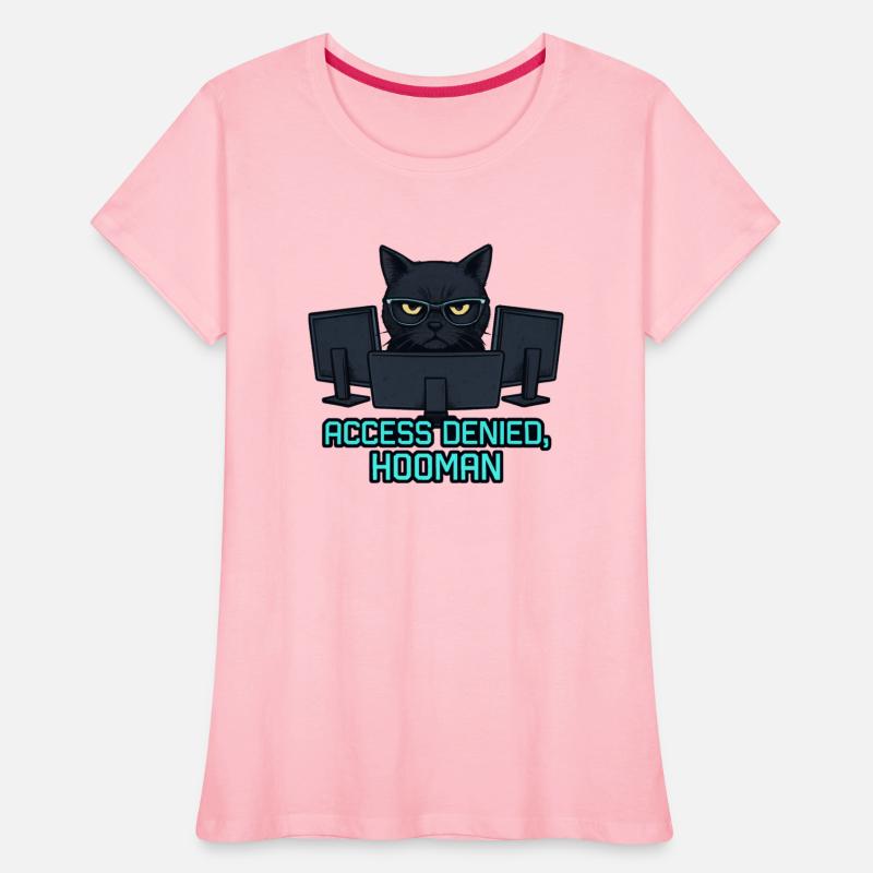 Access Denied Hooman Funny Black Cat Tech Meme