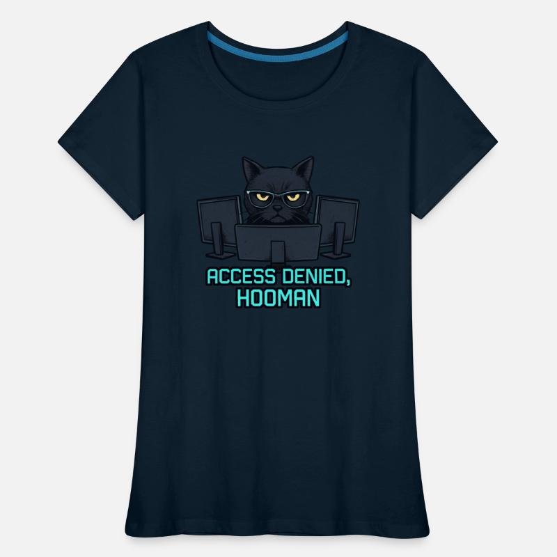 Access Denied Hooman Funny Black Cat Tech Meme