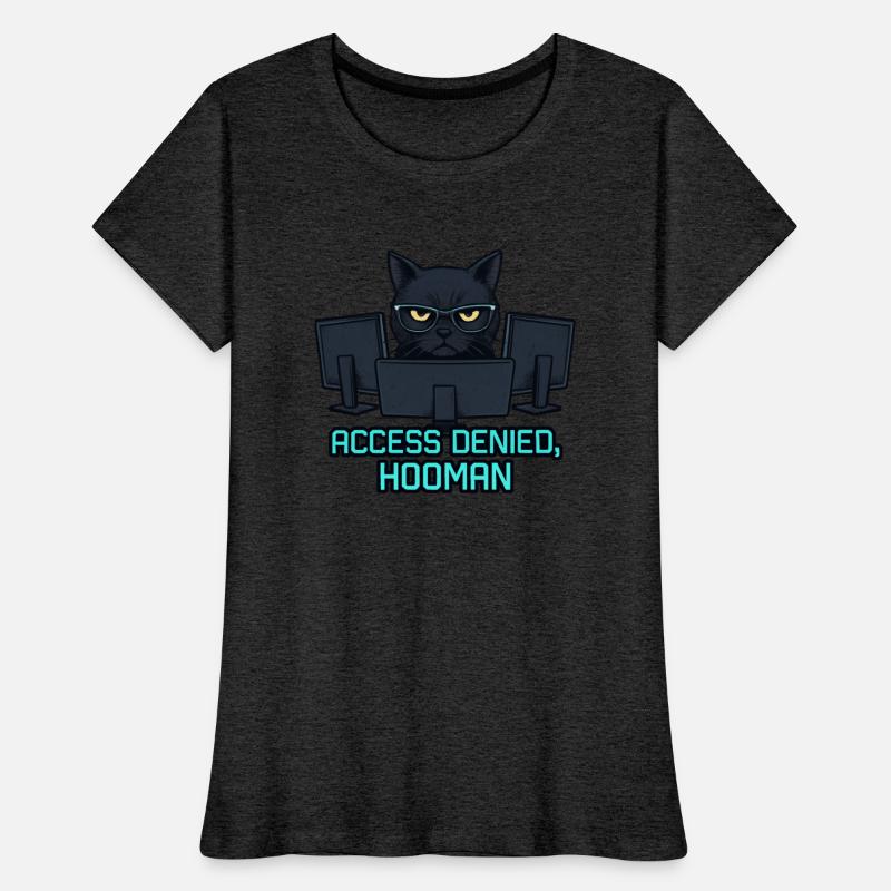Access Denied Hooman Funny Black Cat Tech Meme