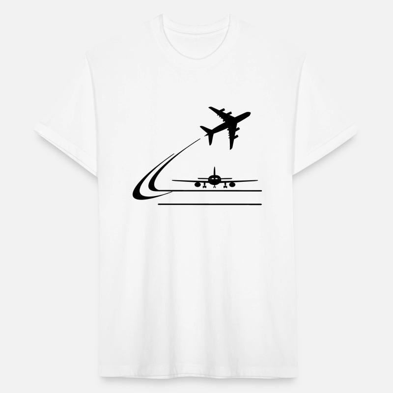 Airplane front view and airplane flying away