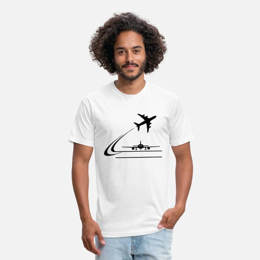 Airplane front view and airplane flying away