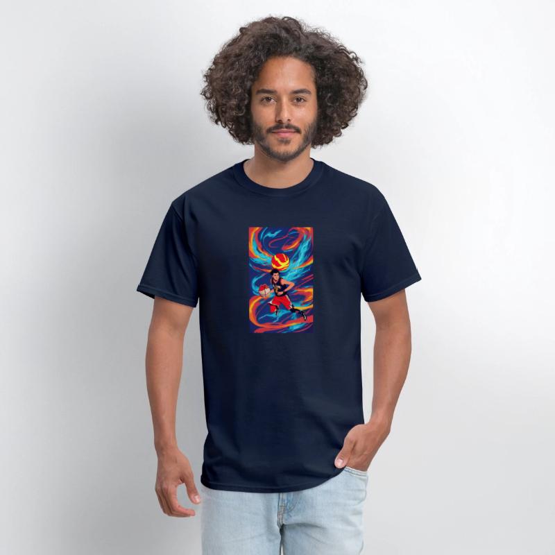 Basketball Player with Flames Anime Design