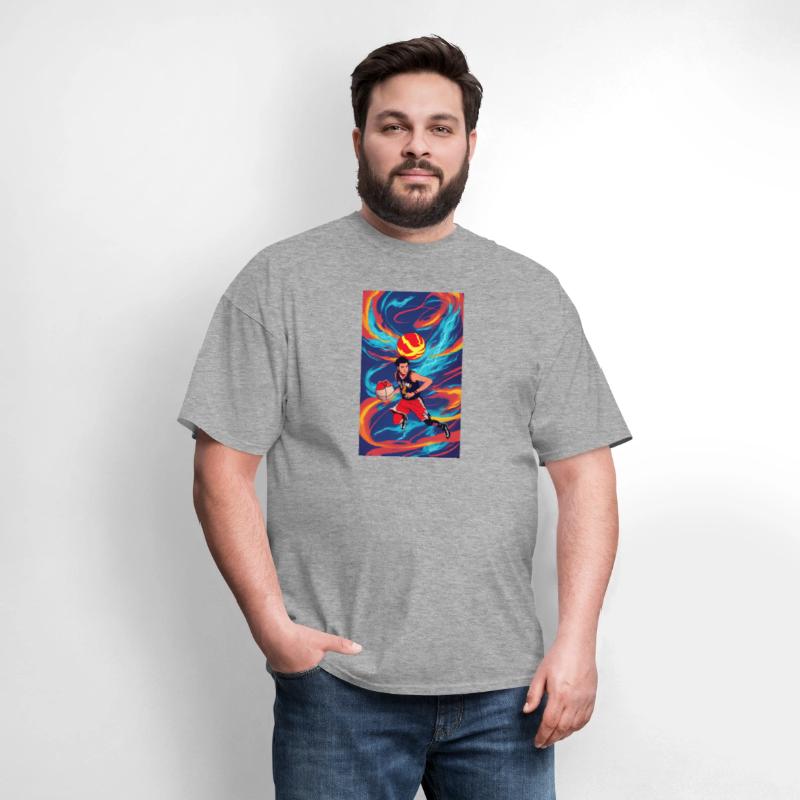 Basketball Player with Flames Anime Design