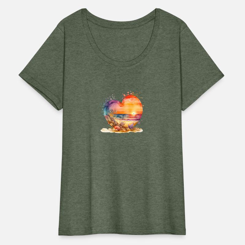 Beach heart Watercolor t-shirts