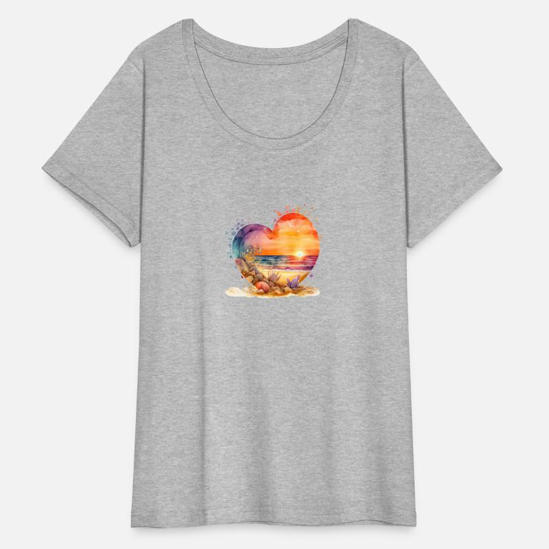 Beach heart Watercolor t-shirts