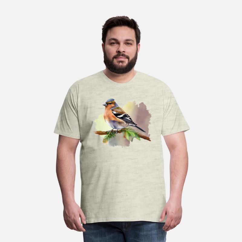 Beautiful Chaffinch Bird on a Twig Watercolor Art