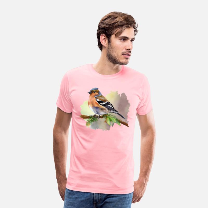 Beautiful Chaffinch Bird on a Twig Watercolor Art