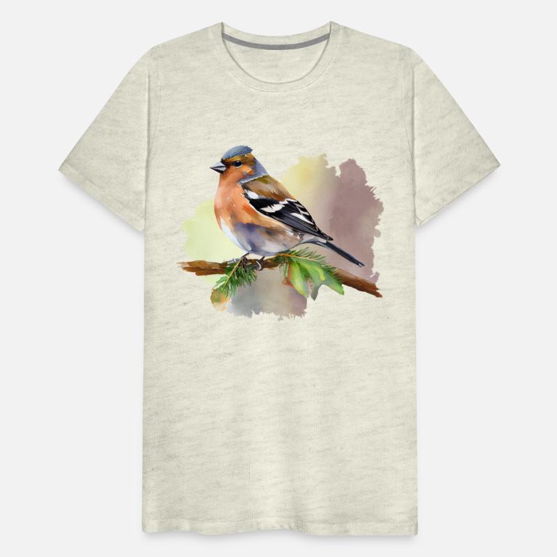 Beautiful Chaffinch Bird on a Twig Watercolor Art