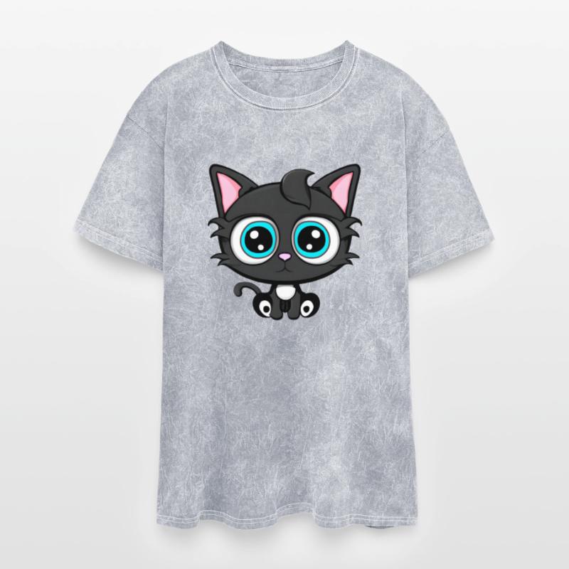 Black White Cat Kitten Adorable Kawaii - Blue Eyes