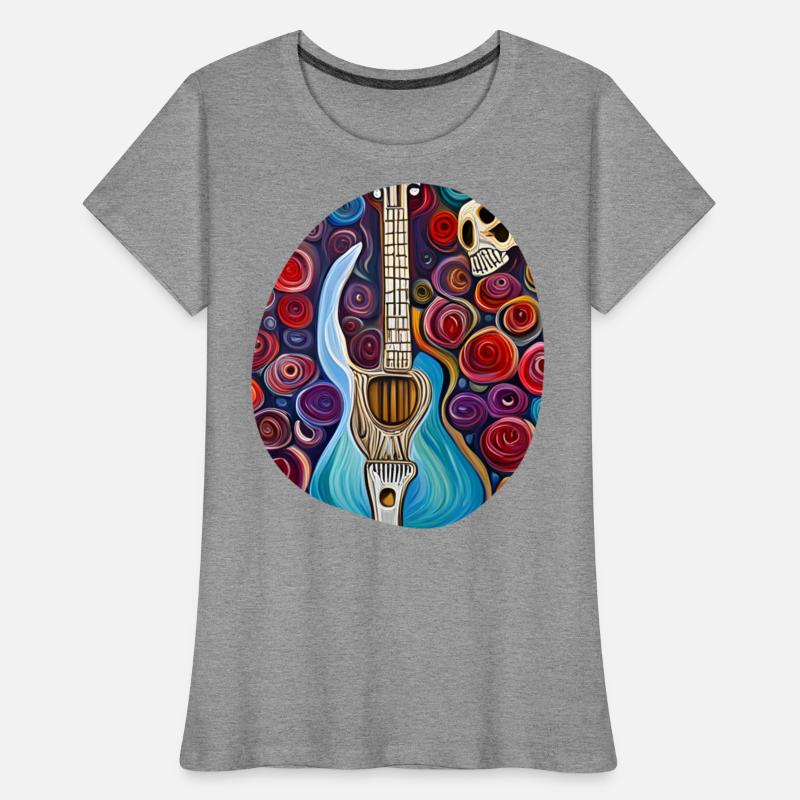 Blue Electric Guitar, Skull and Roses