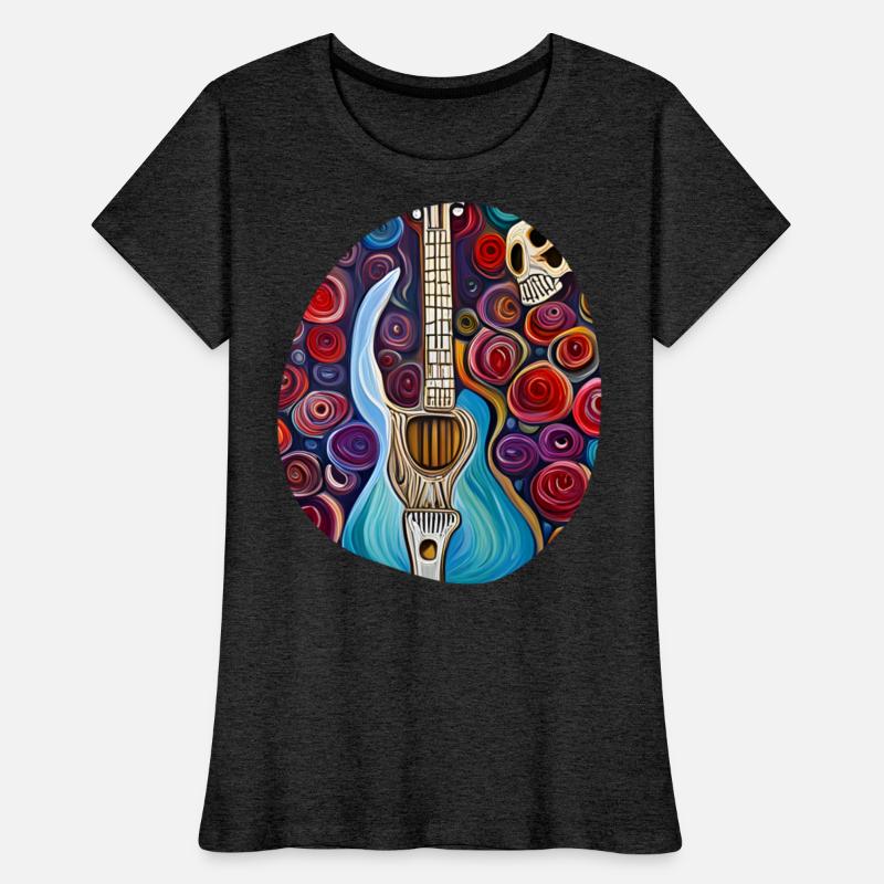 Blue Electric Guitar, Skull and Roses
