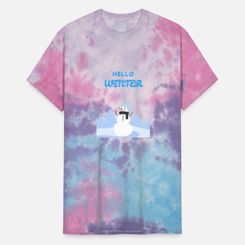 Blue White Cheerful Snowman Illustration Winter