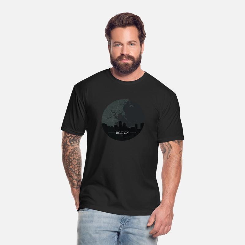 Boston city map with silhouette