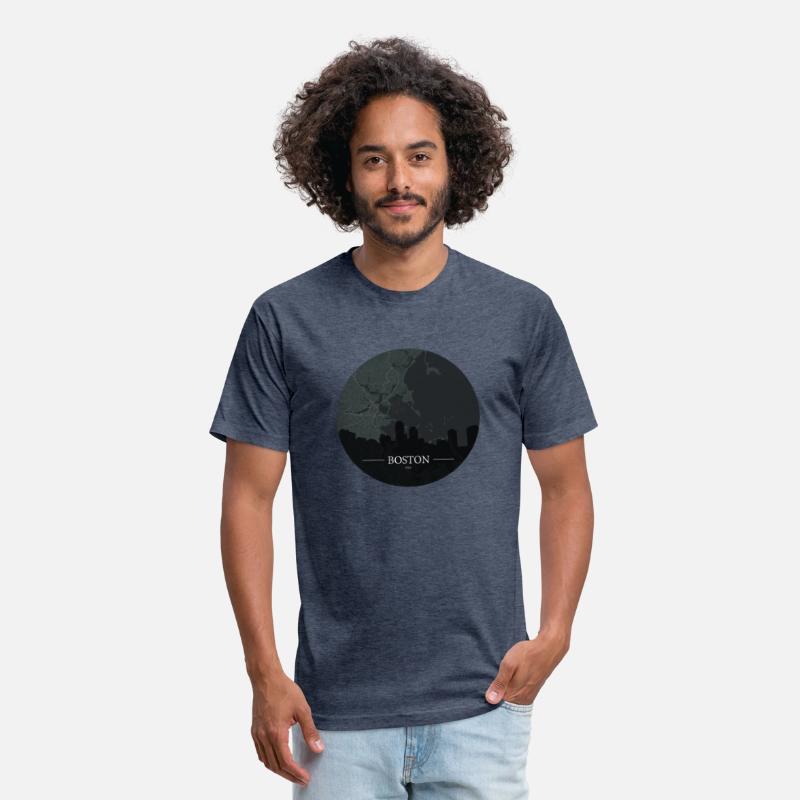 Boston city map with silhouette