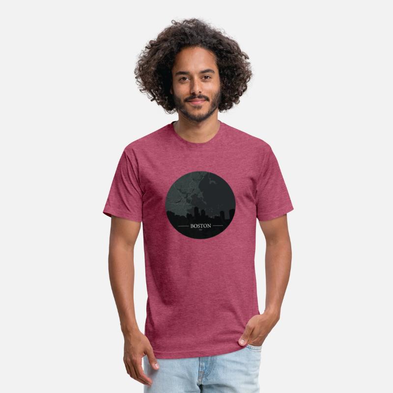 Boston city map with silhouette