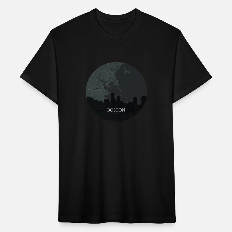 Boston city map with silhouette