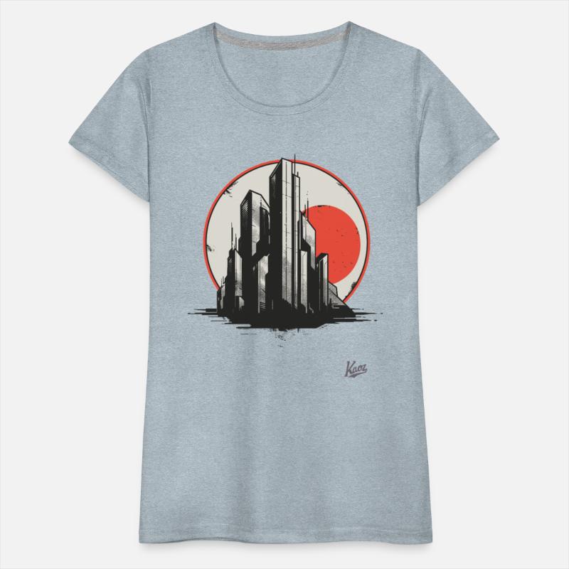 Brutalist Future City with Red Sun