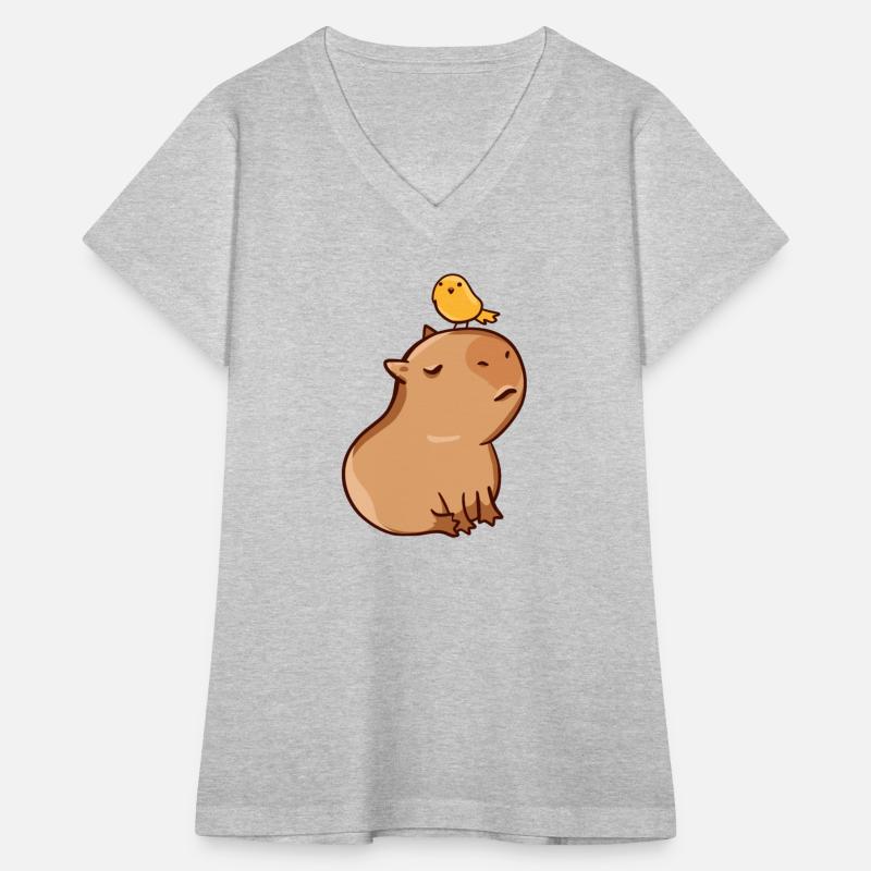 Capybara with a yellow bird