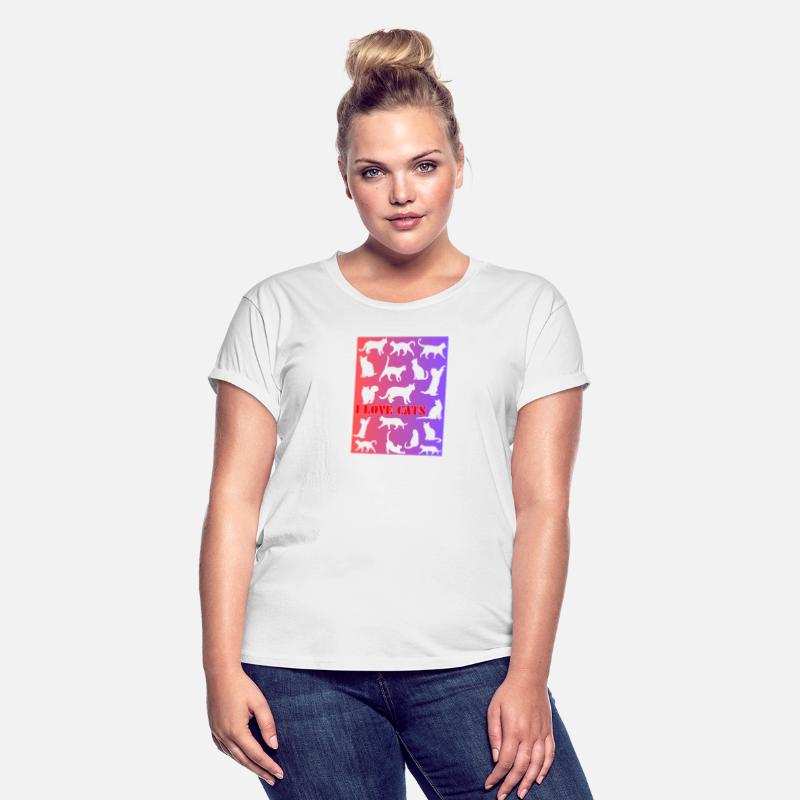 Cat figures in white, pink and purple