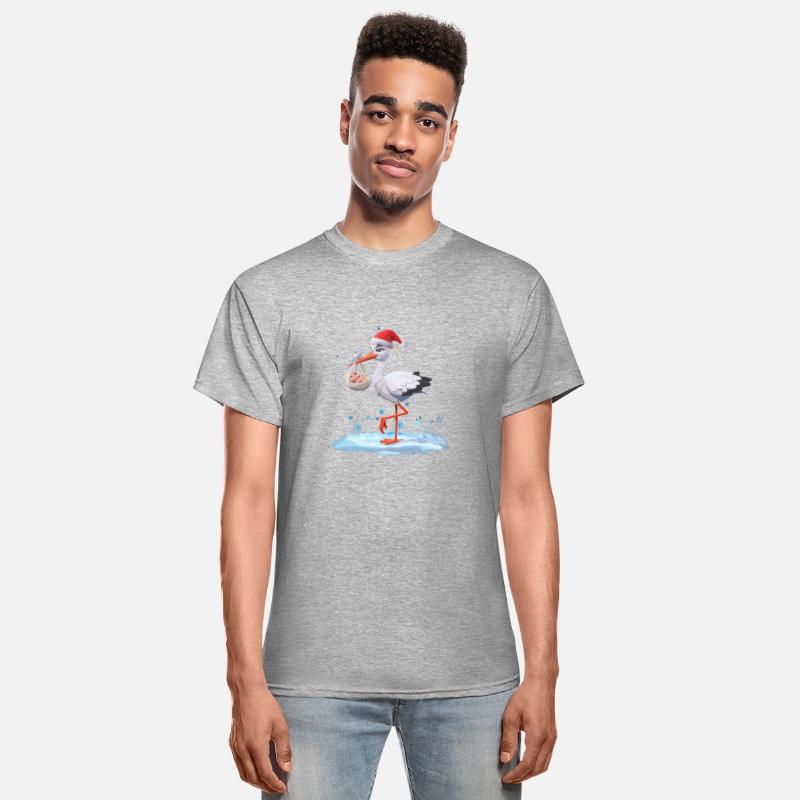 Christmas Birth Stork with Baby on Snowy Night