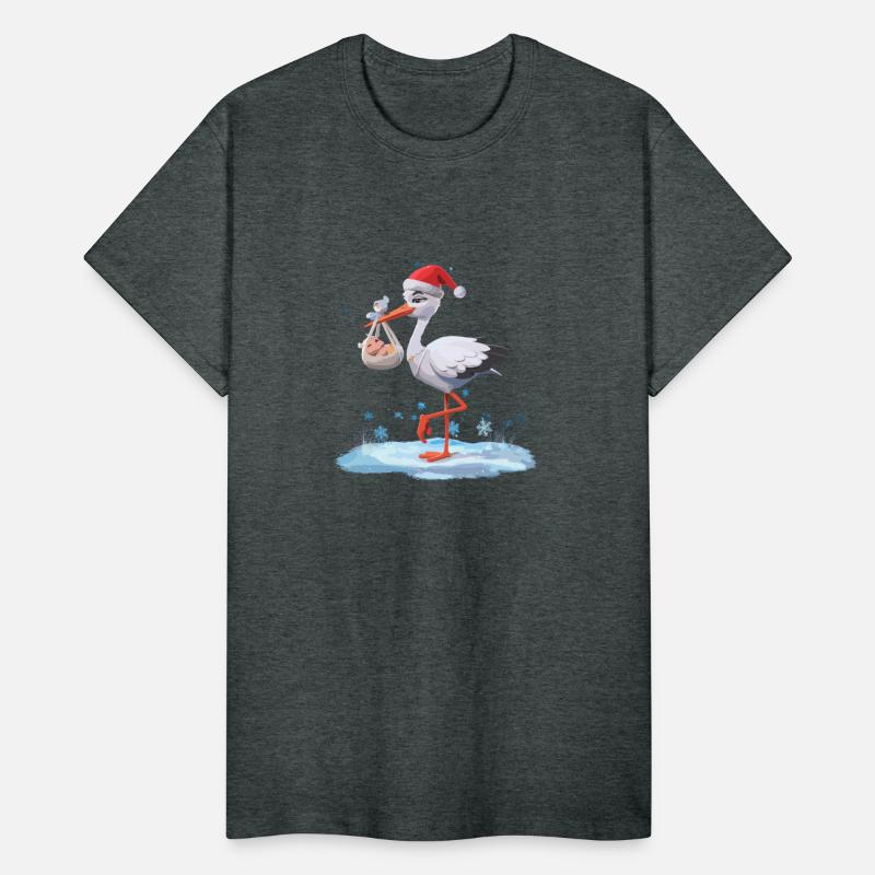 Christmas Birth Stork with Baby on Snowy Night