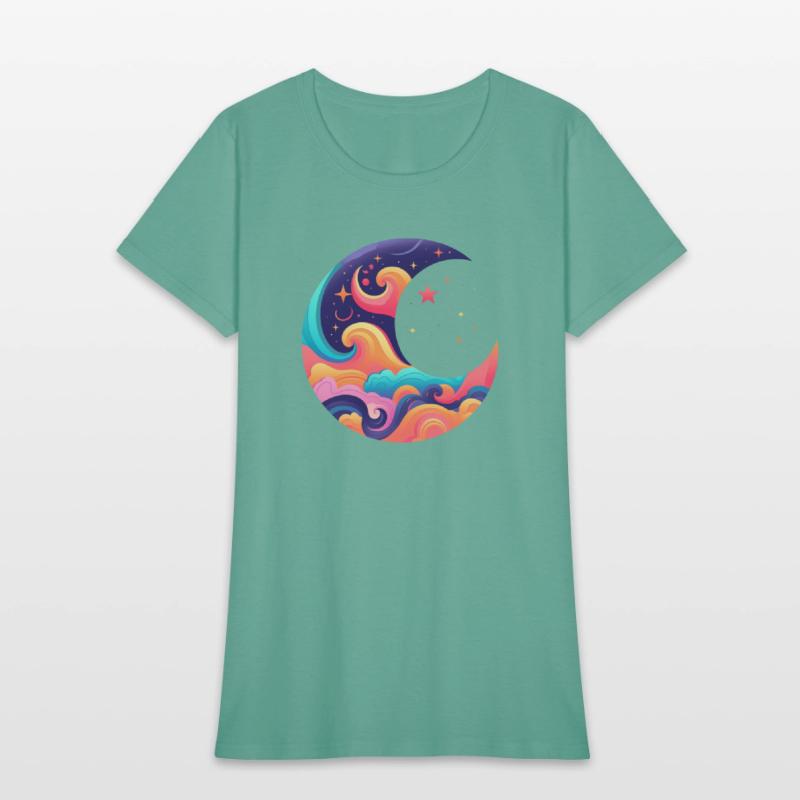 Space Design, Colorful Moon Design,Space Moon