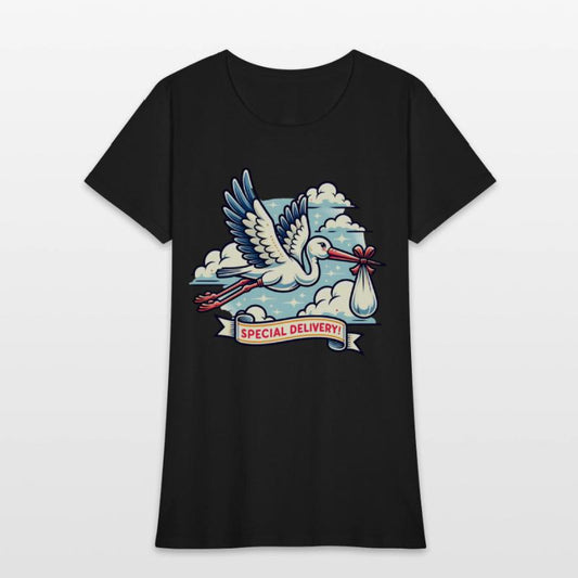 Special Delivery Stork with Clouds and Baby Bundle