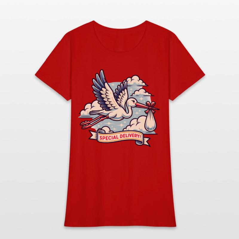 Special Delivery Stork with Clouds and Baby Bundle