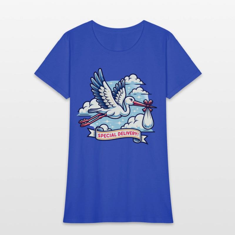 Special Delivery Stork with Clouds and Baby Bundle