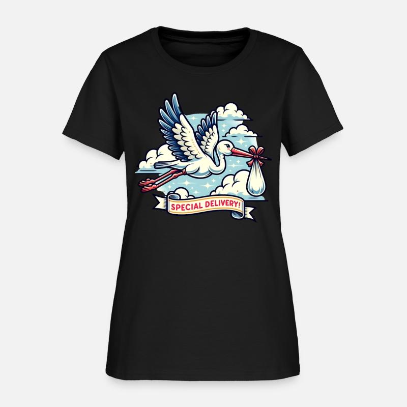 Special Delivery Stork with Clouds and Baby Bundle