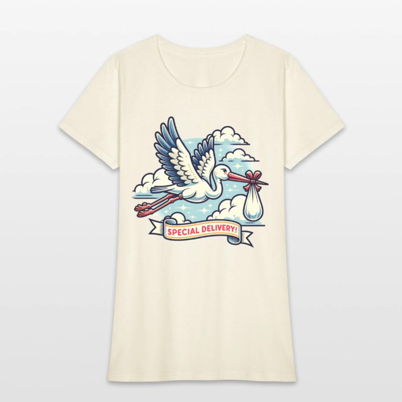 Special Delivery Stork with Clouds and Baby Bundle