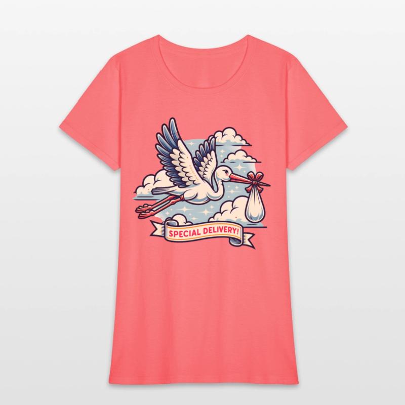 Special Delivery Stork with Clouds and Baby Bundle