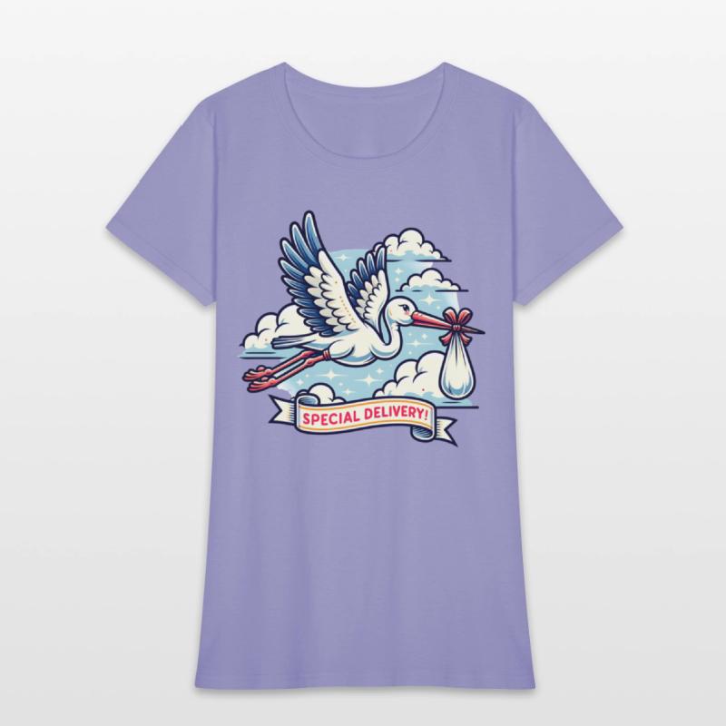 Special Delivery Stork with Clouds and Baby Bundle