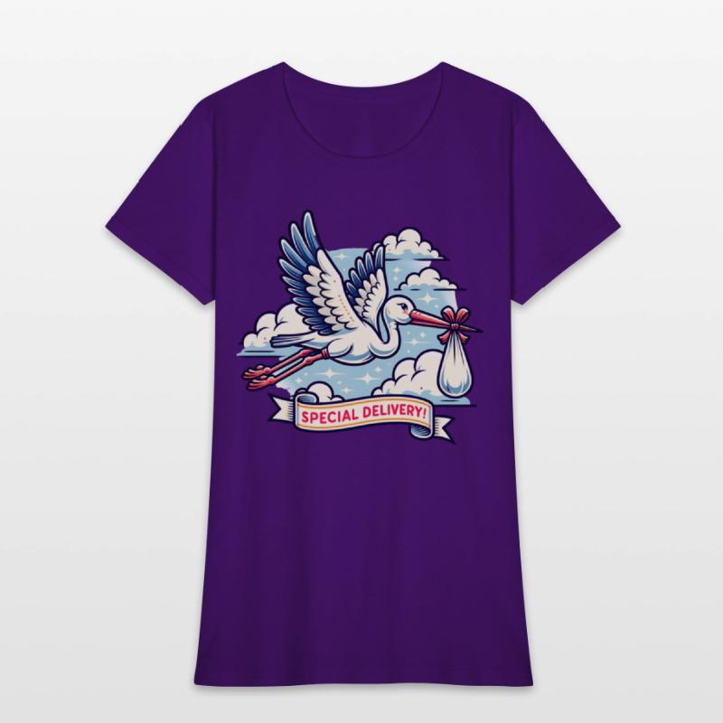 Special Delivery Stork with Clouds and Baby Bundle