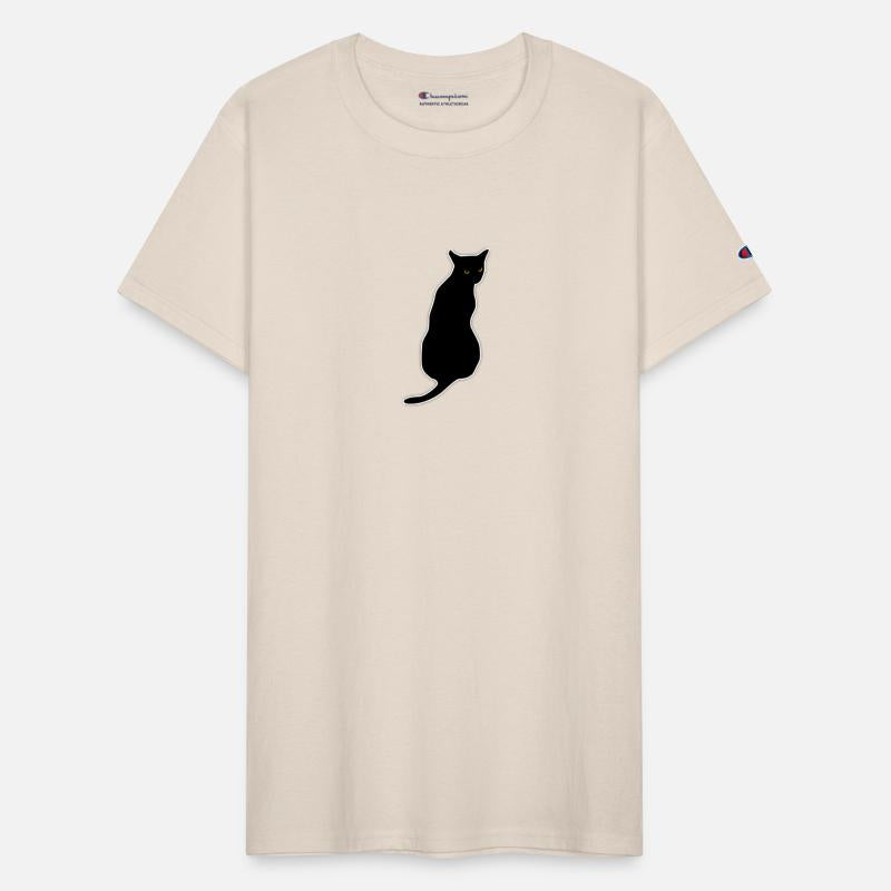 Street black cat with yellow eyes