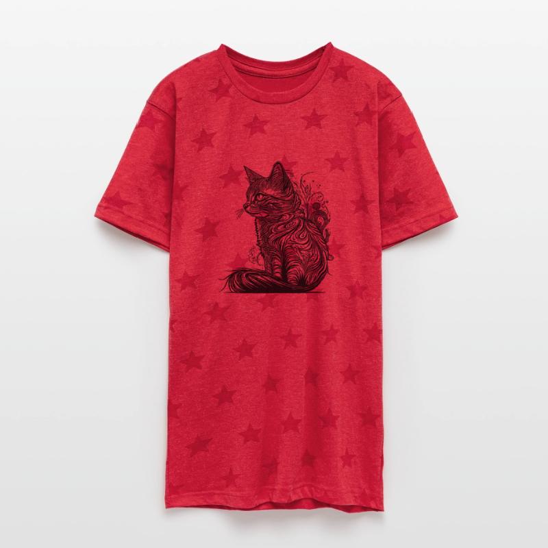 Tattoo Lines Cat In Wild Nature Style