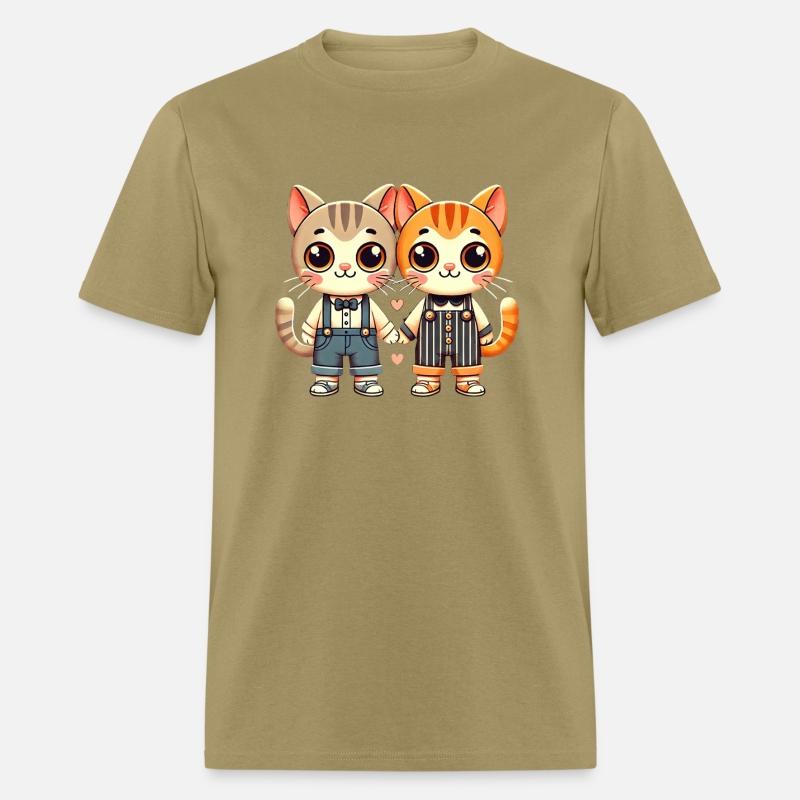 Two Cute Cat Friends Holding Hands