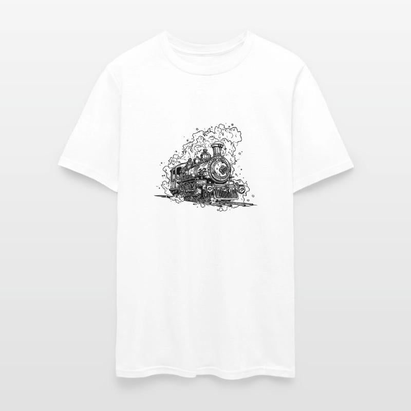 Vintage Steam Locomotive On Tracks Under Steam