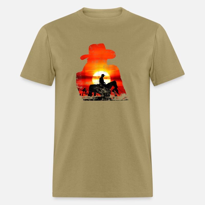 Vintage Western Sunset Cowboy Horse Riding