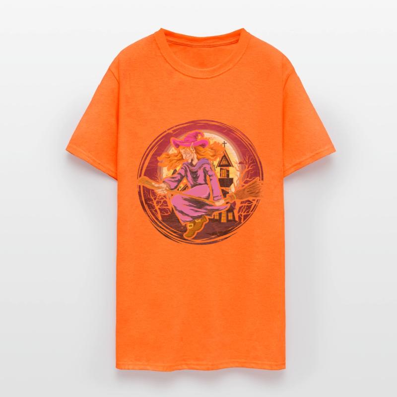 Witch broom full moon halloween scary witch