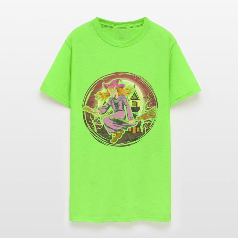 Witch broom full moon halloween scary witch