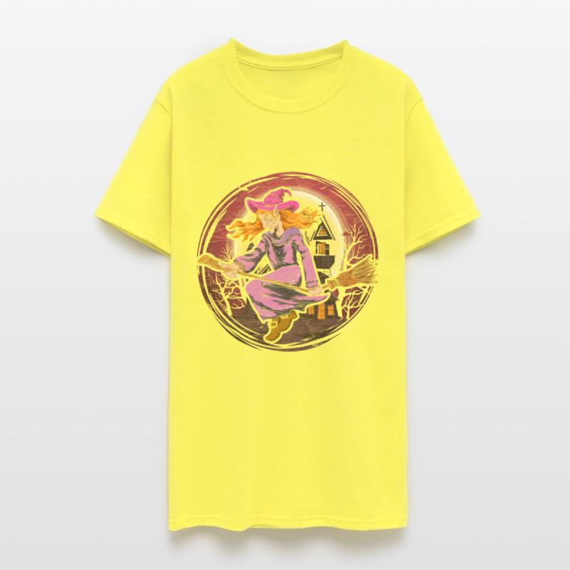 Witch broom full moon halloween scary witch