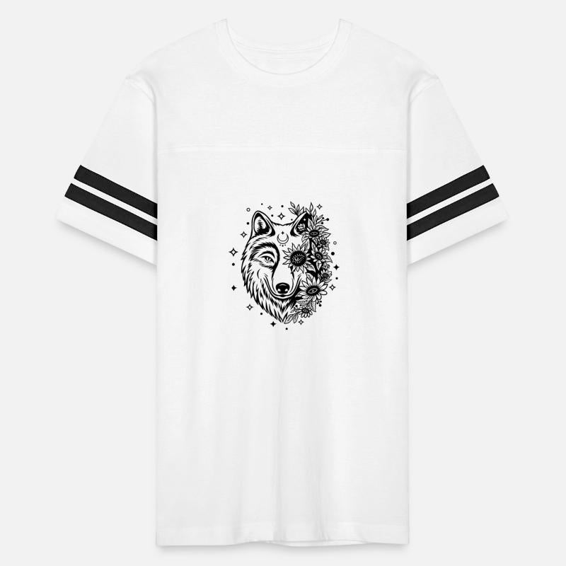 Wolf with flowers coming out of its fir